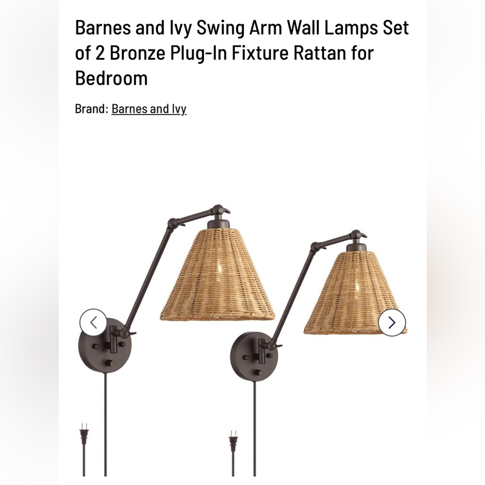 Bronze Wall Sconce Set with Rattan Woven Shades